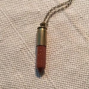 Goldtone  Sandstone Bullet Necklace